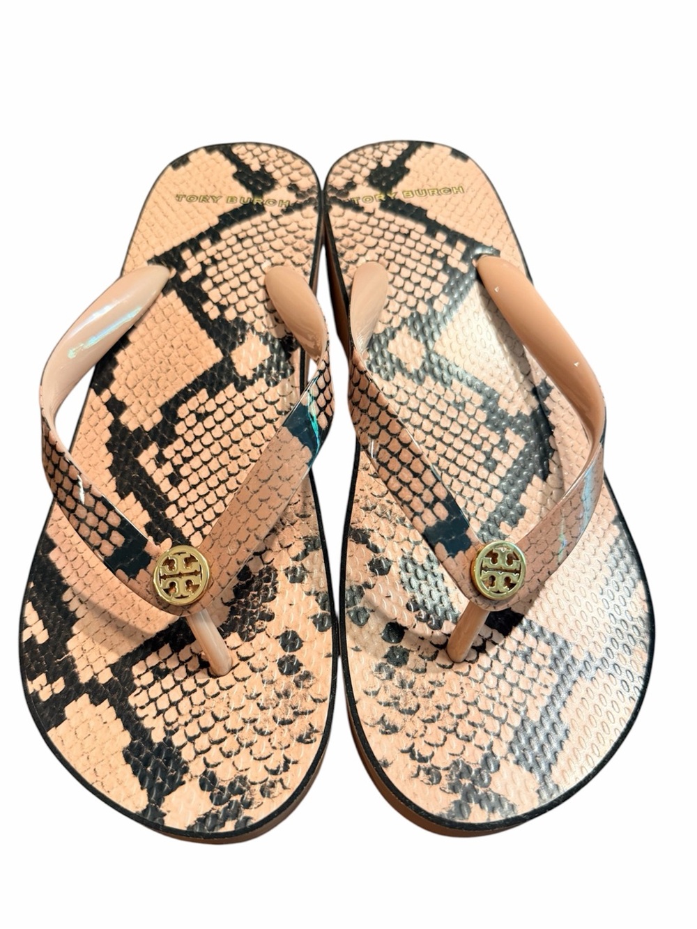 Tory Burch Snake Skin Pattern Flip Flops Worn twice Size 8.5